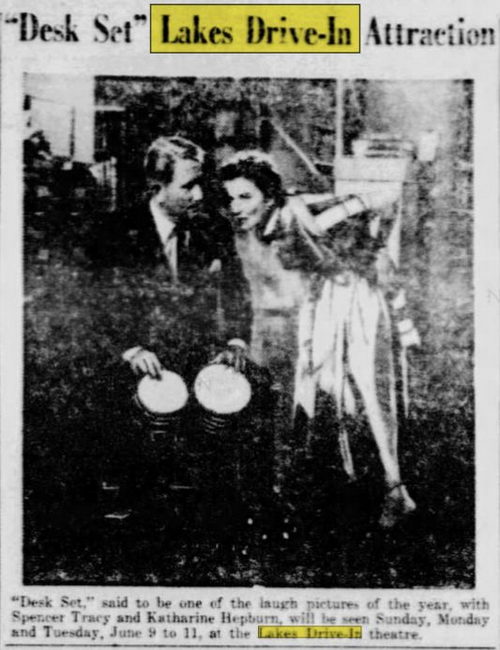 Lakes Drive-In Theatre - Jun 05 1957 Article (newer photo)